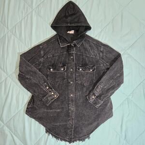Oli & Hali Hooded Washed Distressed Corduroy Shacket